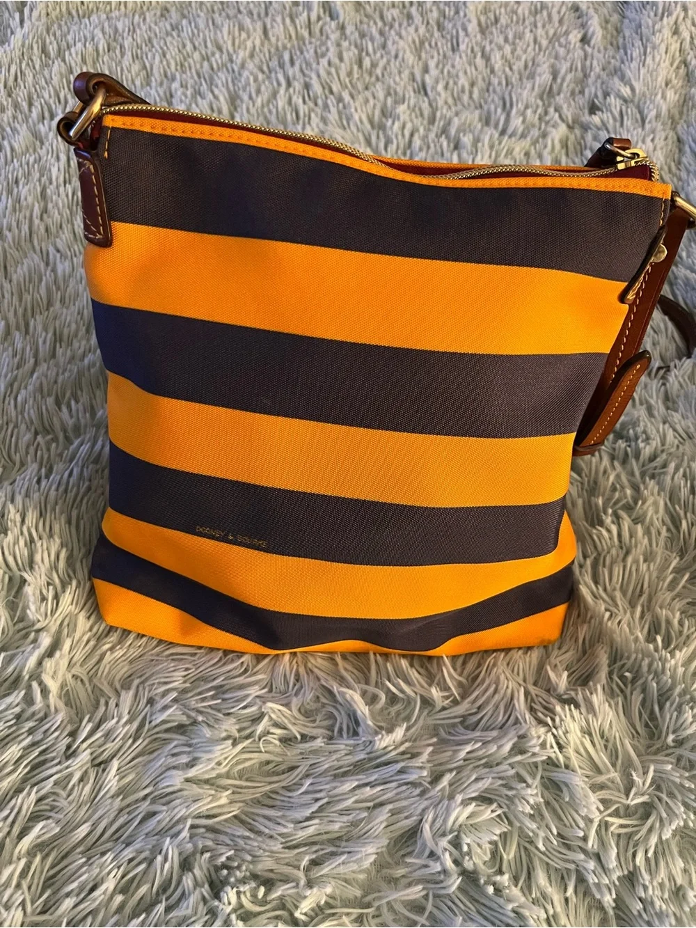 Dooney & Burke Crossbody Bag EUC Orange/ Navy Stripe